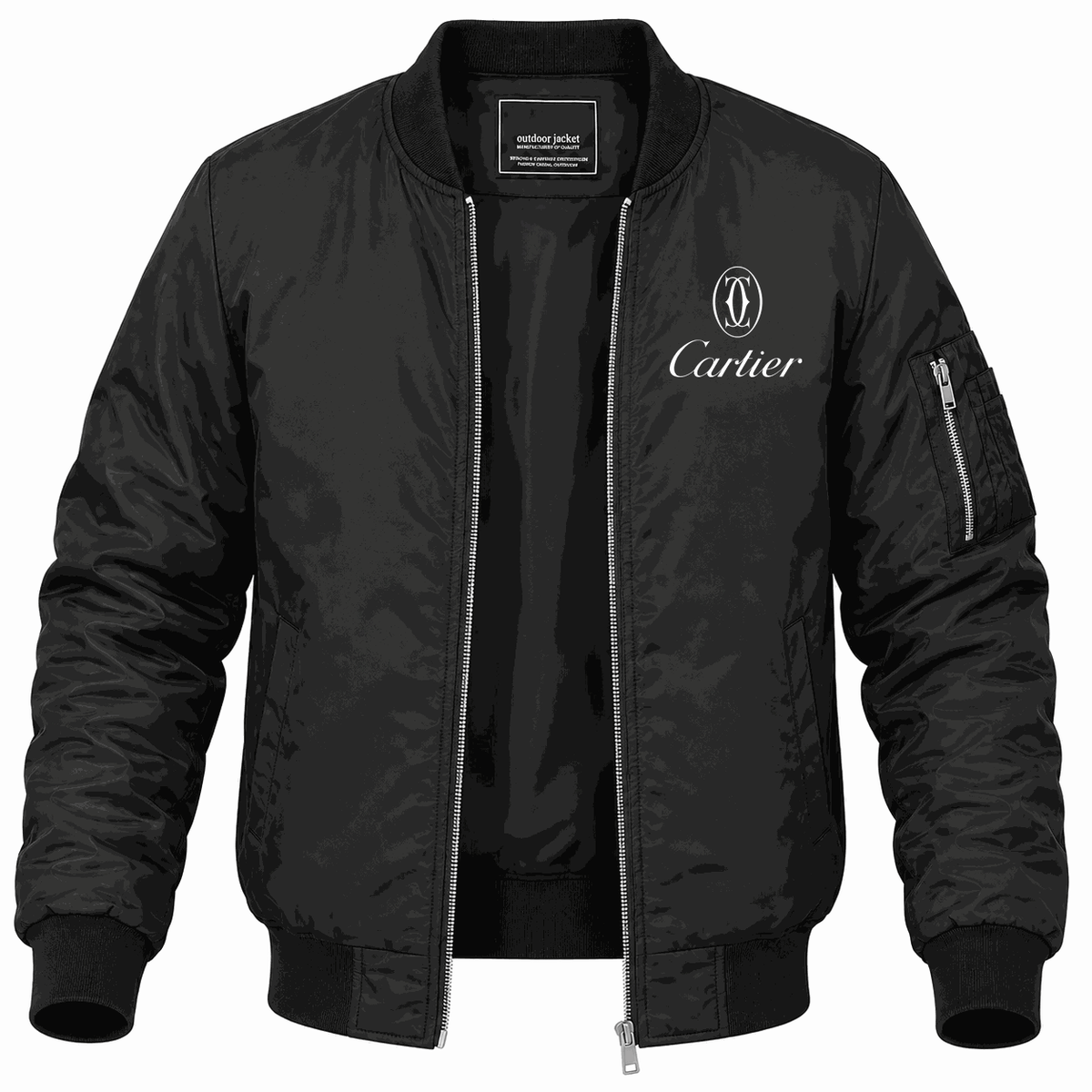 Men's Cartier white Lightweight Bomber Jacket - Black