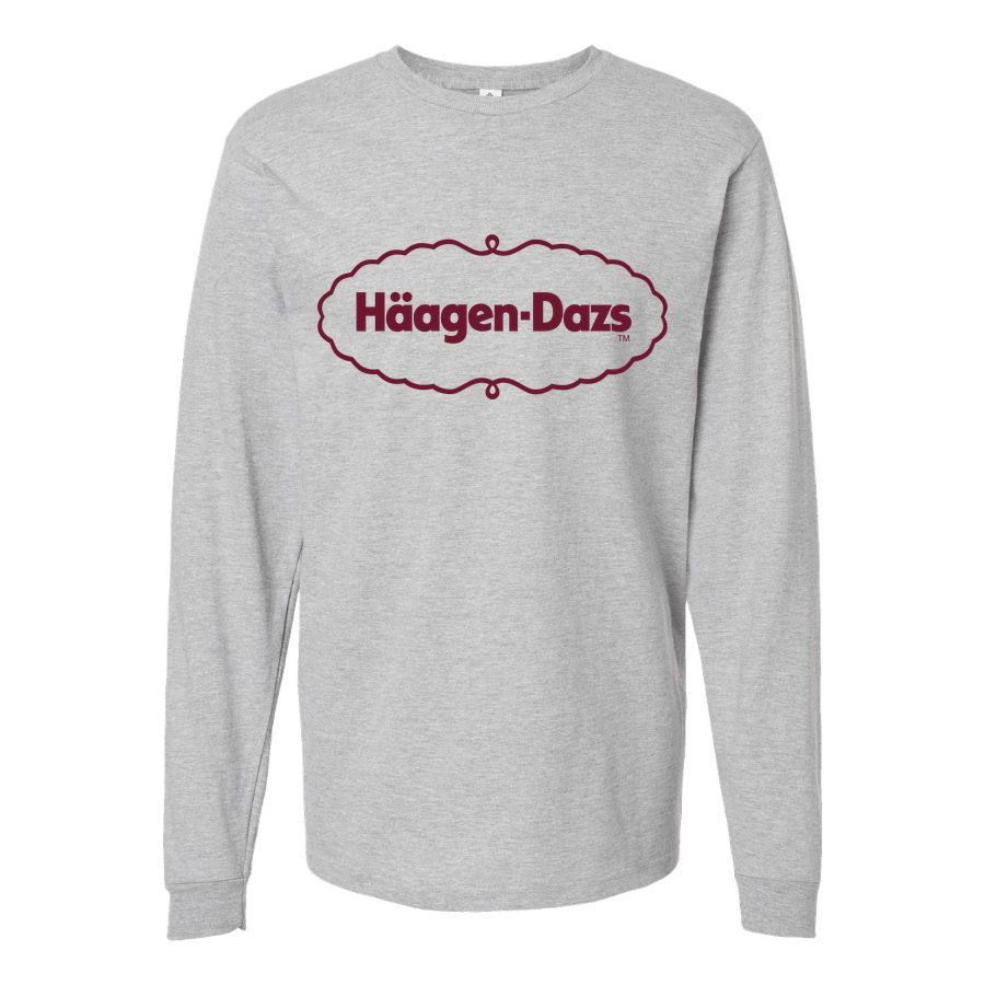 Men's Haagen-Datz-Logo-food-1536x864 Long sleeves Cotton Blend T-Shirt - Gray