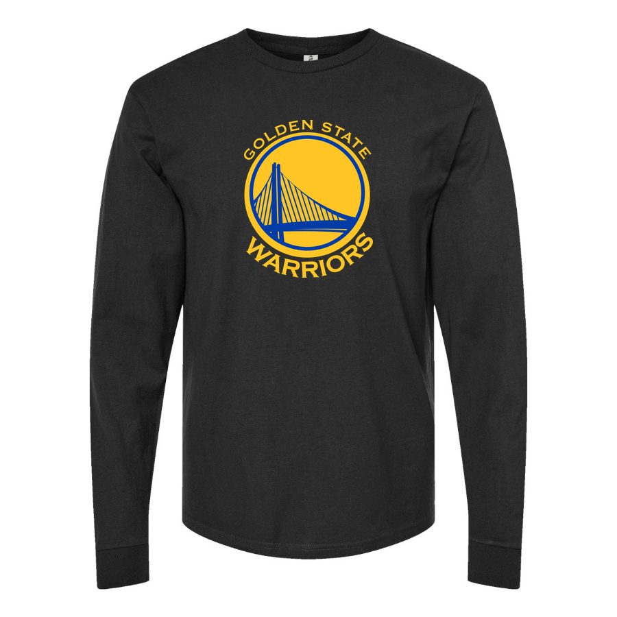 Men's Golden states warrior yellow Long sleeves Cotton Blend T-Shirt - Black