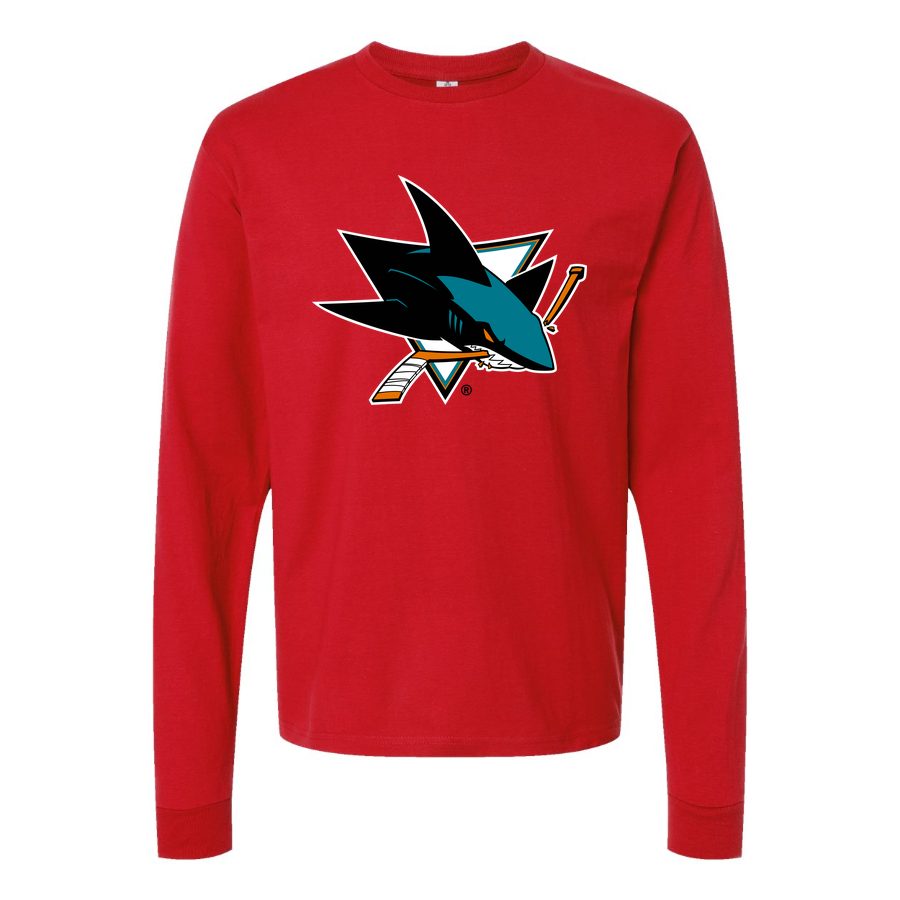 Men's San Jose Sharks Long sleeves Cotton Blend T-Shirt - Red