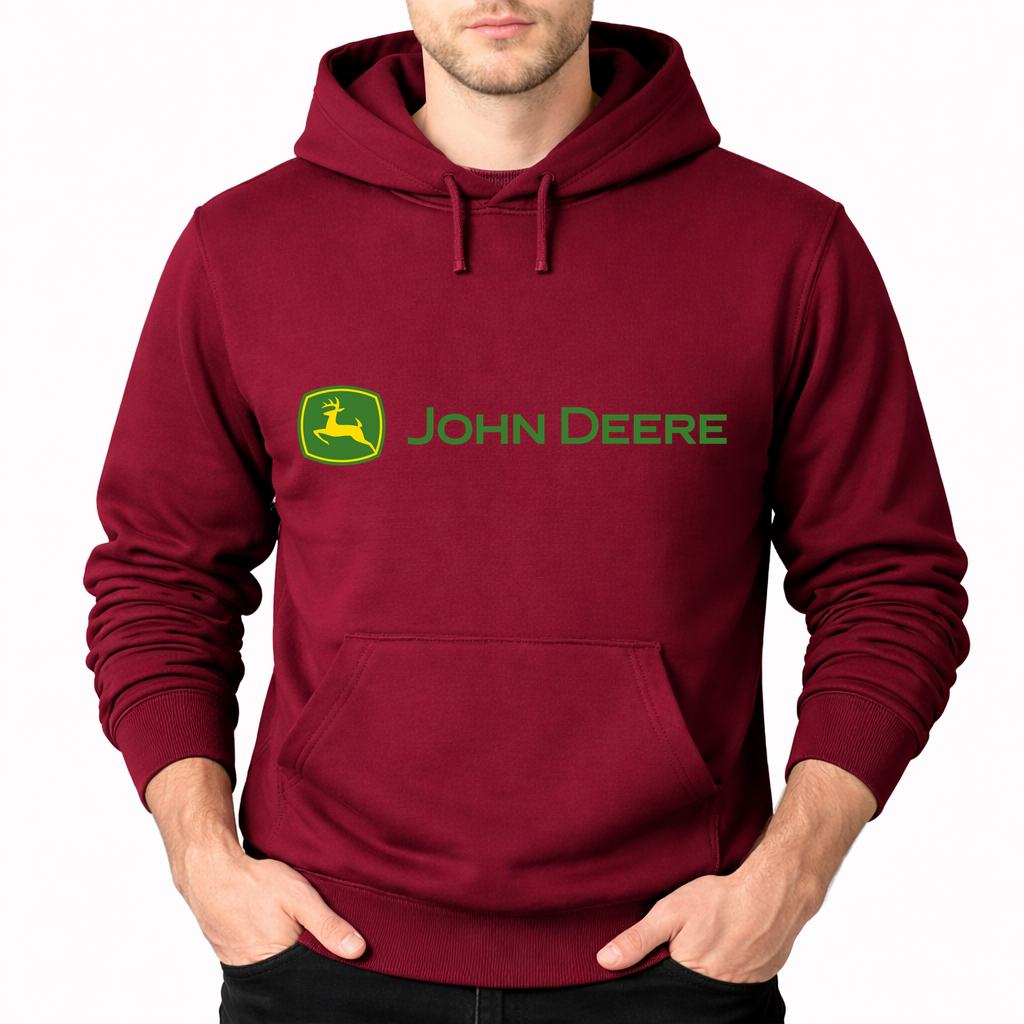 Men's John Deere Pullover Hoodie - Burgundy