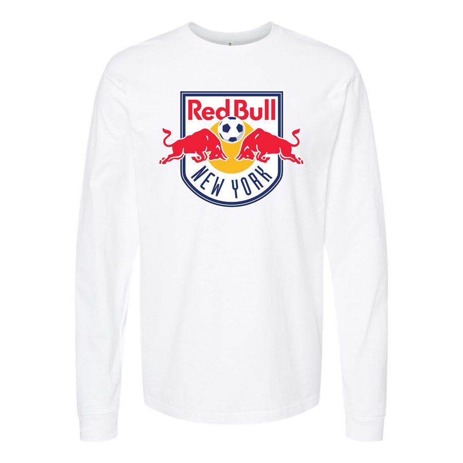 Men's New York Red Bulls logo.svg Long sleeves Cotton Blend T-Shirt - White