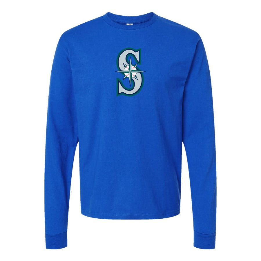 Men's Seattle Mariners Long sleeves Cotton Blend T-Shirt - Blue