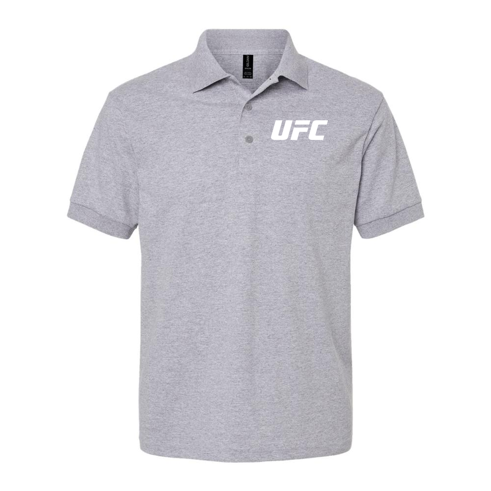 Men's UFC White Logo Dry Blend Polo - Gray