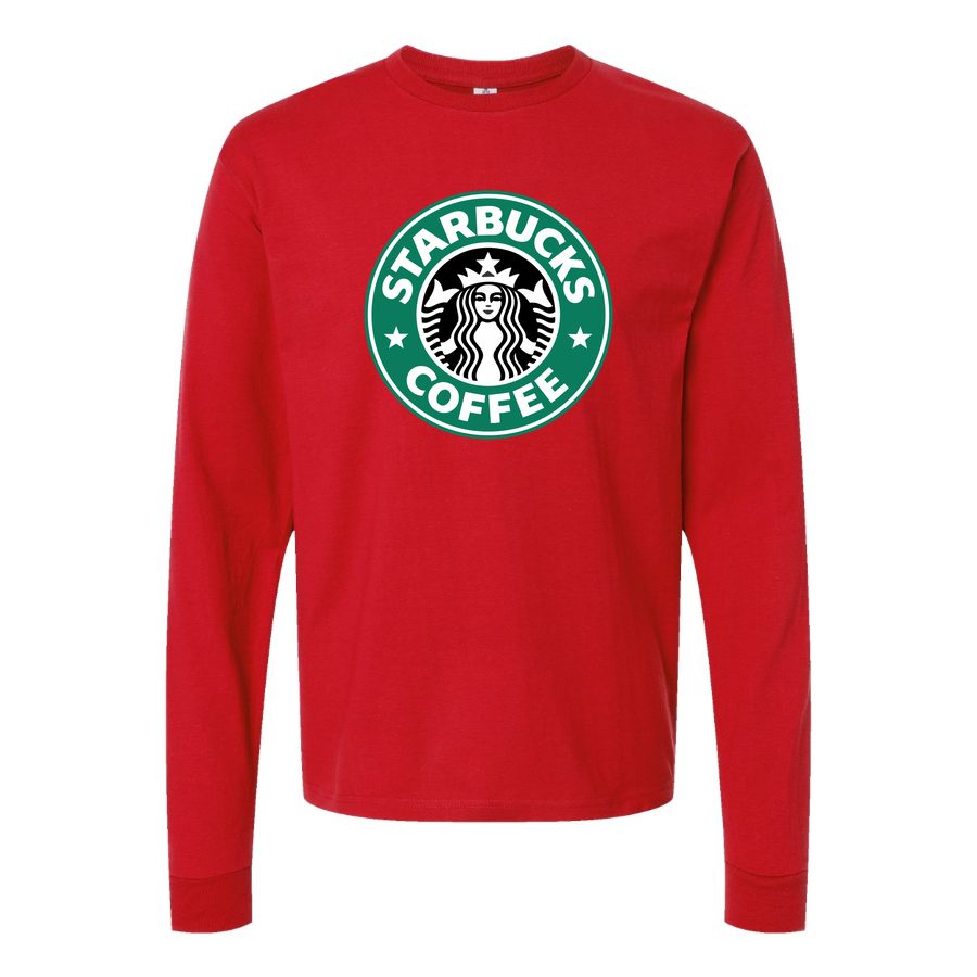 Men's starbucks-logo-starbucks-icon-transparent-free-png Long sleeves Cotton Blend T-Shirt - Red
