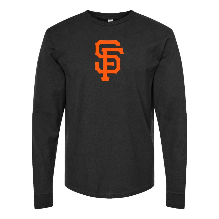 Men's San Francisco Giants Long sleeves Cotton Blend T-Shirt - Black