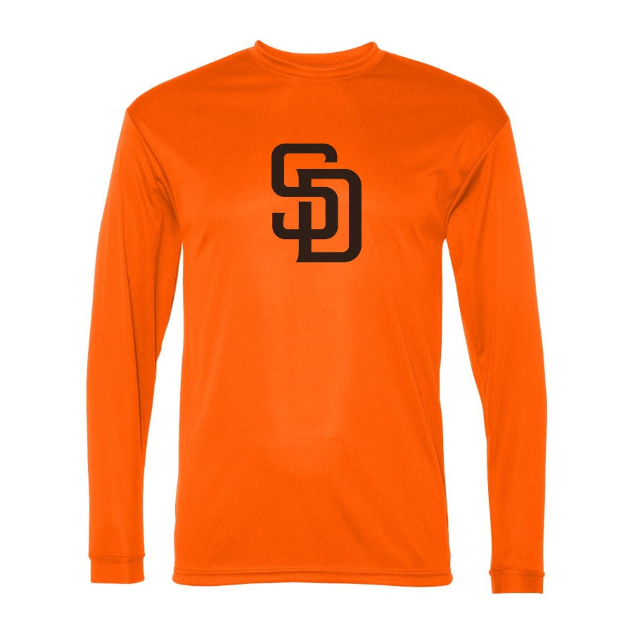 Men's San Diego Padres Polyester Long Sleeve T-Shirt - Orange