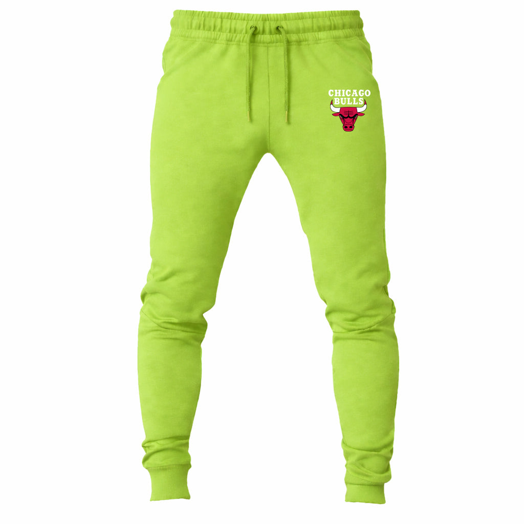 Chicago Bulls White joggers sweatpants - Lime Green
