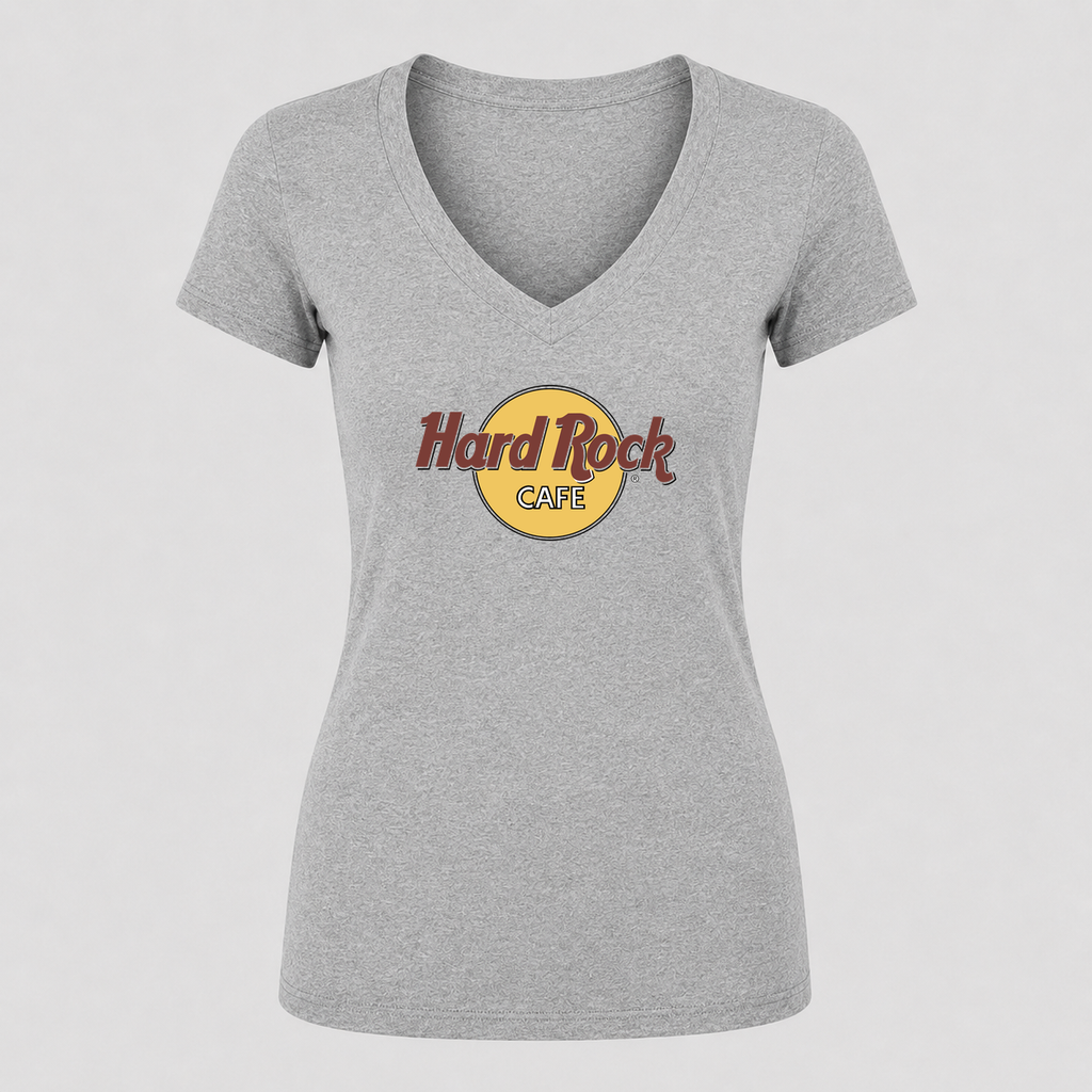 Women's Hard Rock Cafe V Neck T-Shirt in gray
