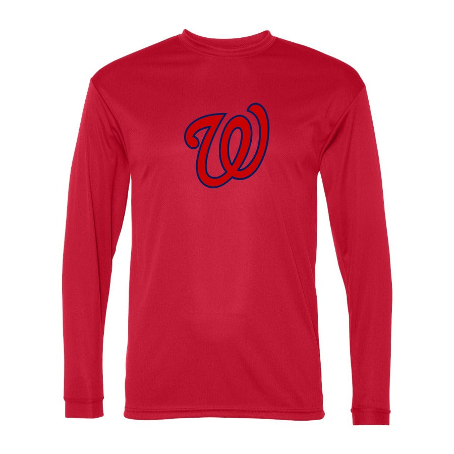 Men's Washington Nationals Polyester Long Sleeve T-Shirt - Red