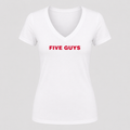 Women's Five Guys V Neck T-Shirt in white