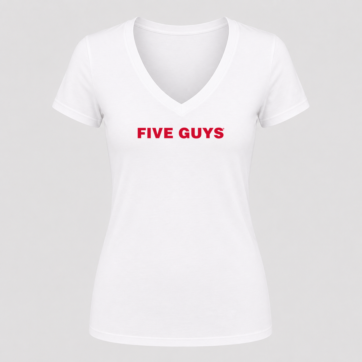 Women's Five Guys V Neck T-Shirt in white