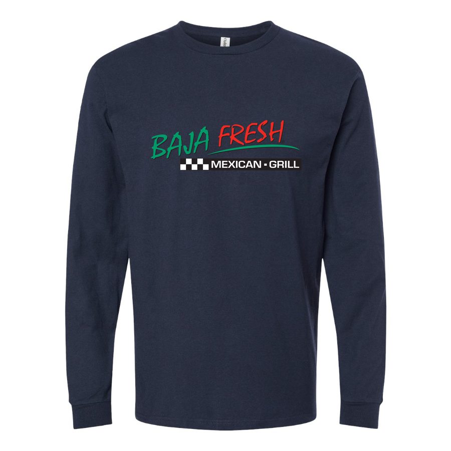 Men's Logo-Baja-Fresh-1536x864 Long sleeves Cotton Blend T-Shirt - Navy