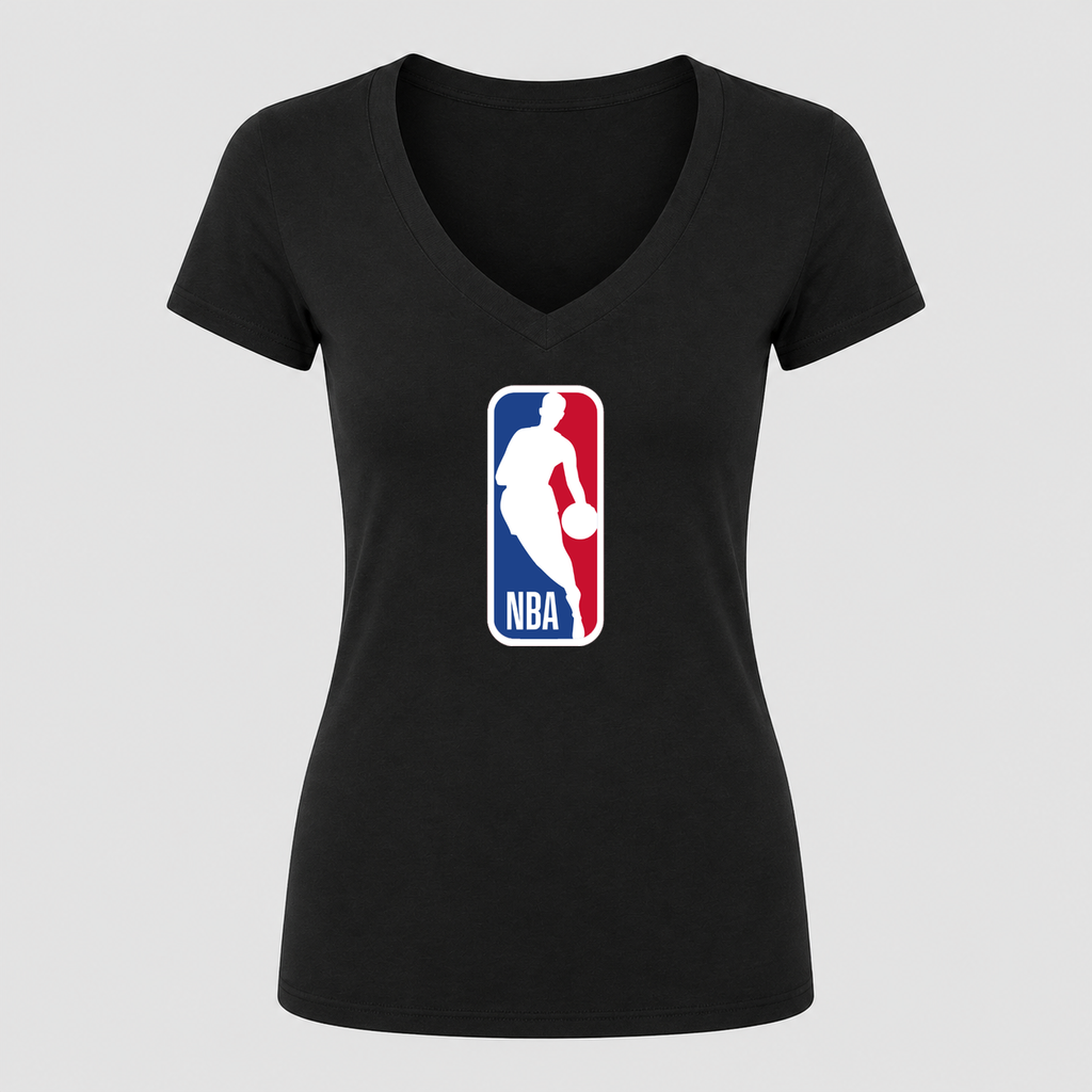 Women's NBA V Neck T-Shirt in black