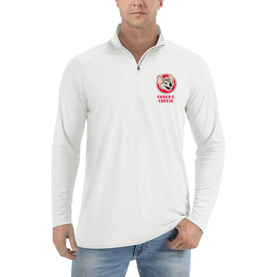 Logo Chuck e. Cheeses quarter-zip athletic shirt in White