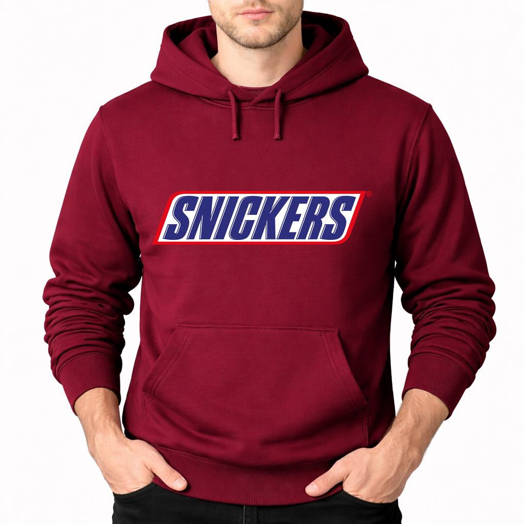 Men's Snickers Food Pullover Hoodie - Burgundy
