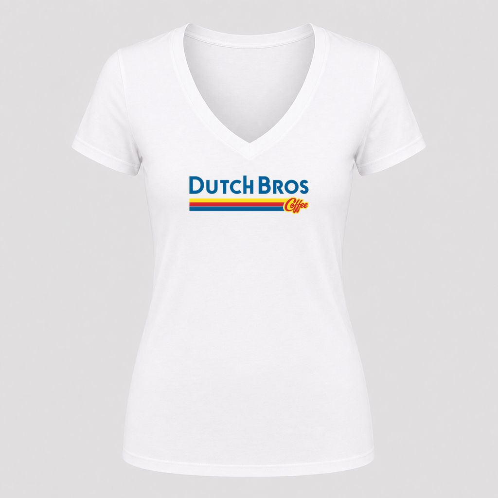 Women's Dutch Bros Coffee V Neck T-Shirt in white