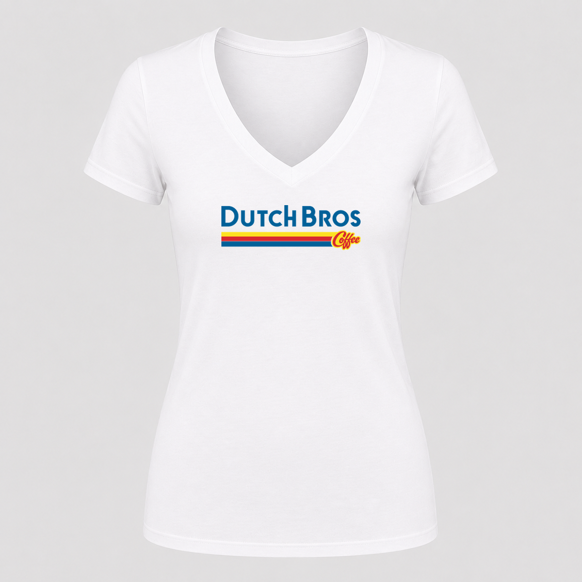 Women's Dutch Bros Coffee V Neck T-Shirt in white