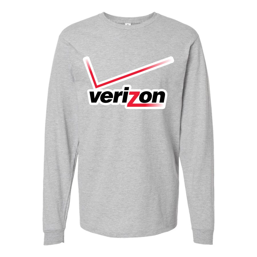 Men's Verizon Wireless Logo Long sleeves Cotton Blend T-Shirt - Gray