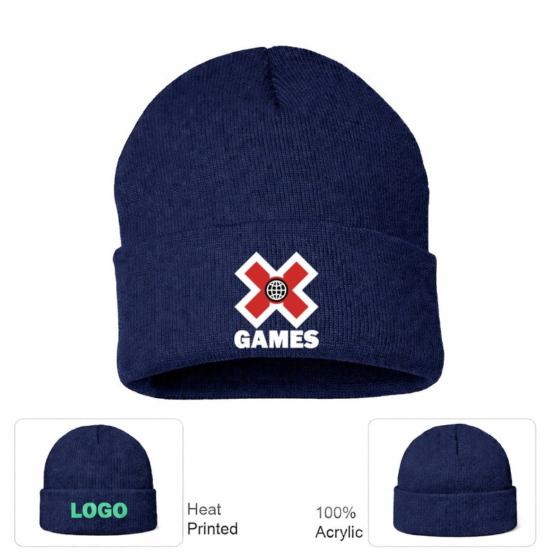 X Games White Logo Navy Beanie Hat