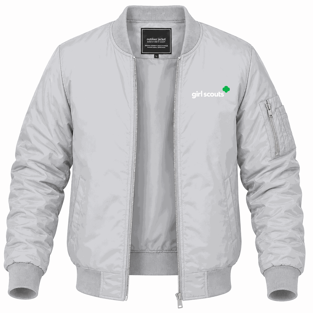 Men's Girl Scouts White Lightweight Bomber Jacket - Gray