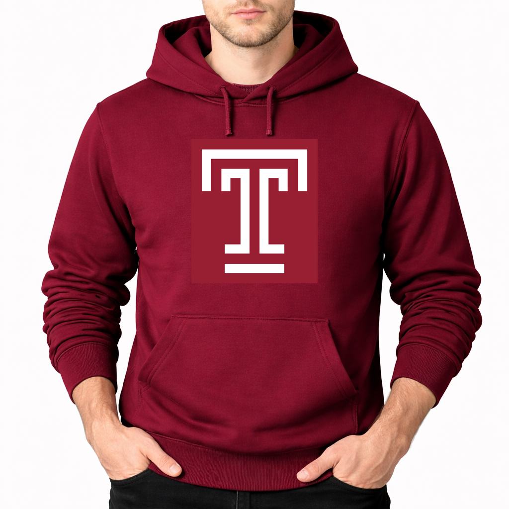 Men's Temple Owls Pullover Hoodie - Burgundy