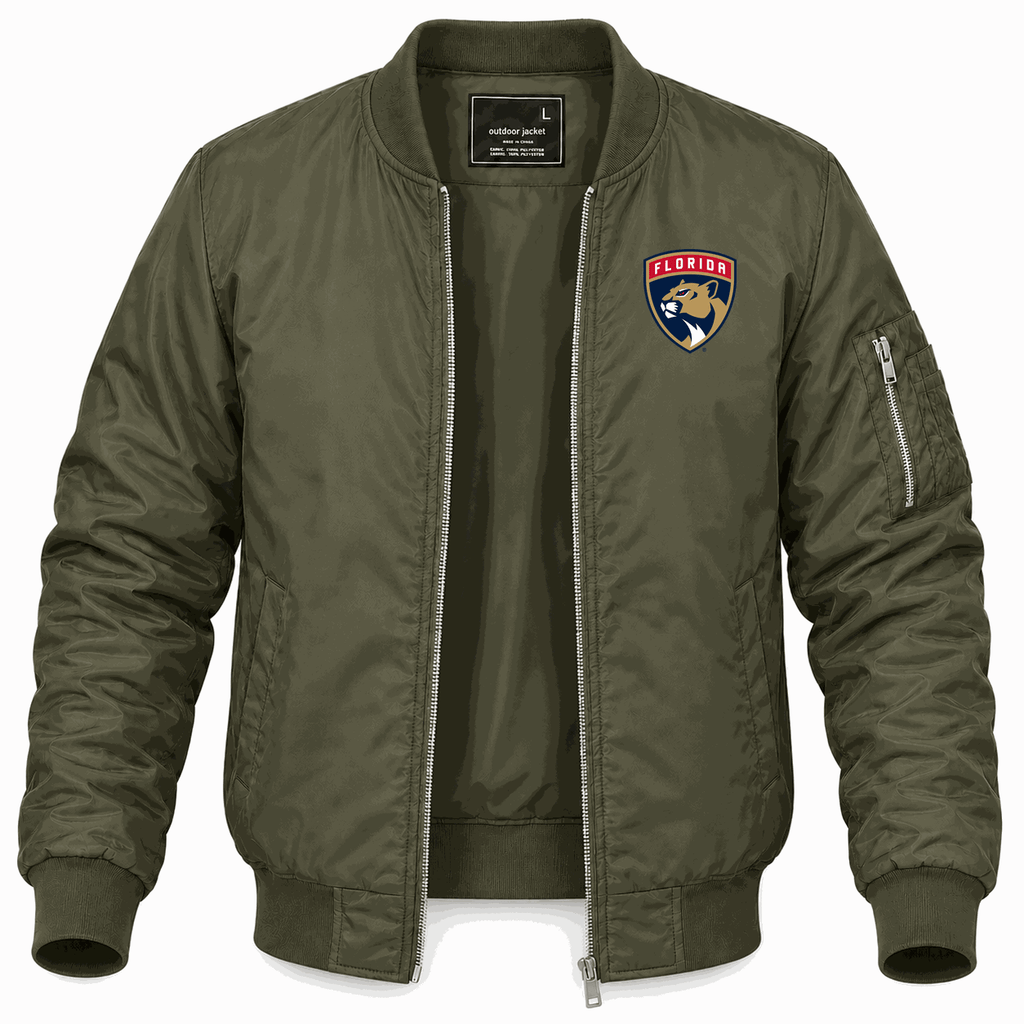 Men's Florida Panthers Lightweight Bomber Jacket - Army Green