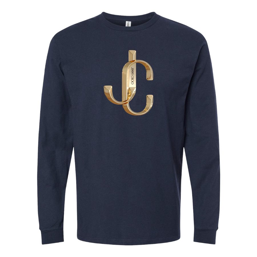 Men's Jimmy Choo Logo Long sleeves Cotton Blend T-Shirt - Navy