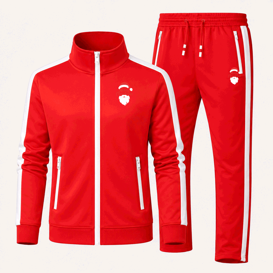merry christmas icon and santa claus free 1 tracksuit in Red