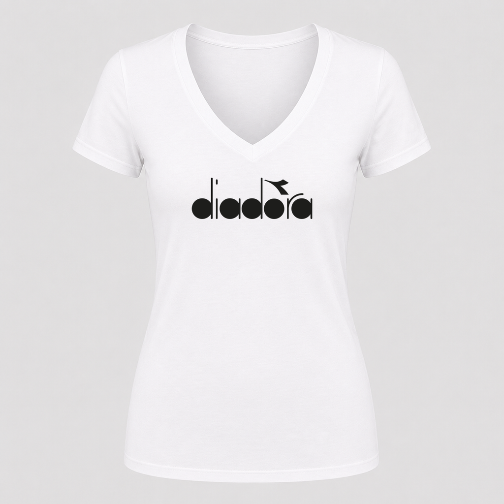 Women's Diadora V Neck T-Shirt in white
