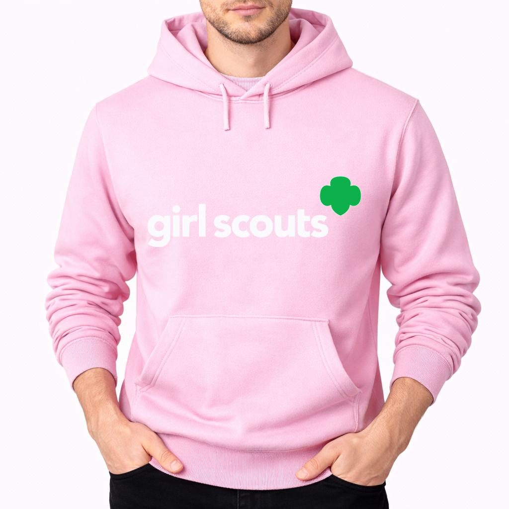 Men's Girl Scouts White Logo Pullover Hoodie - Pink