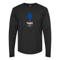 Men's France 2024 white logo Long sleeves Cotton Blend T-Shirt - Black