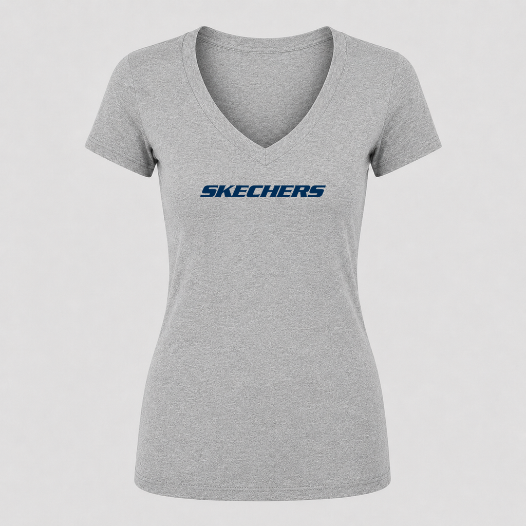 Women's Skechers V Neck T-Shirt in gray