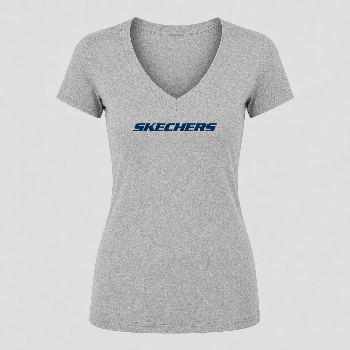 Women's Skechers V Neck T-Shirt in gray
