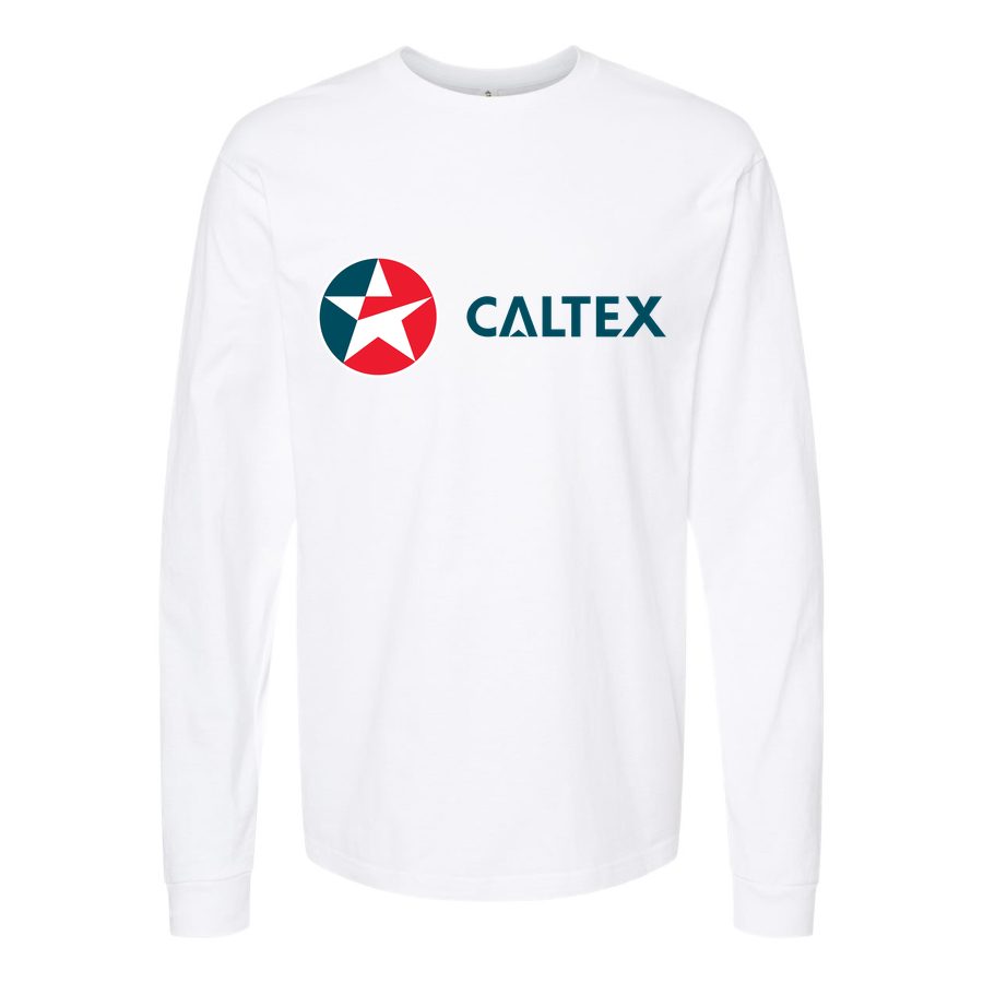 Men's Caltex-Logo Long sleeves Cotton Blend T-Shirt - White