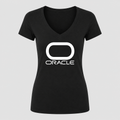 Women's Oracle White Design V Neck T-Shirt in black