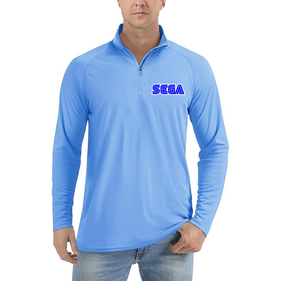 SEGA quarter-zip athletic shirt in Light Blue