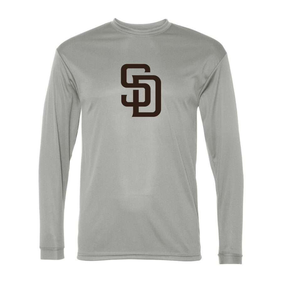 Men's San Diego Padres Polyester Long Sleeve T-Shirt - Gray