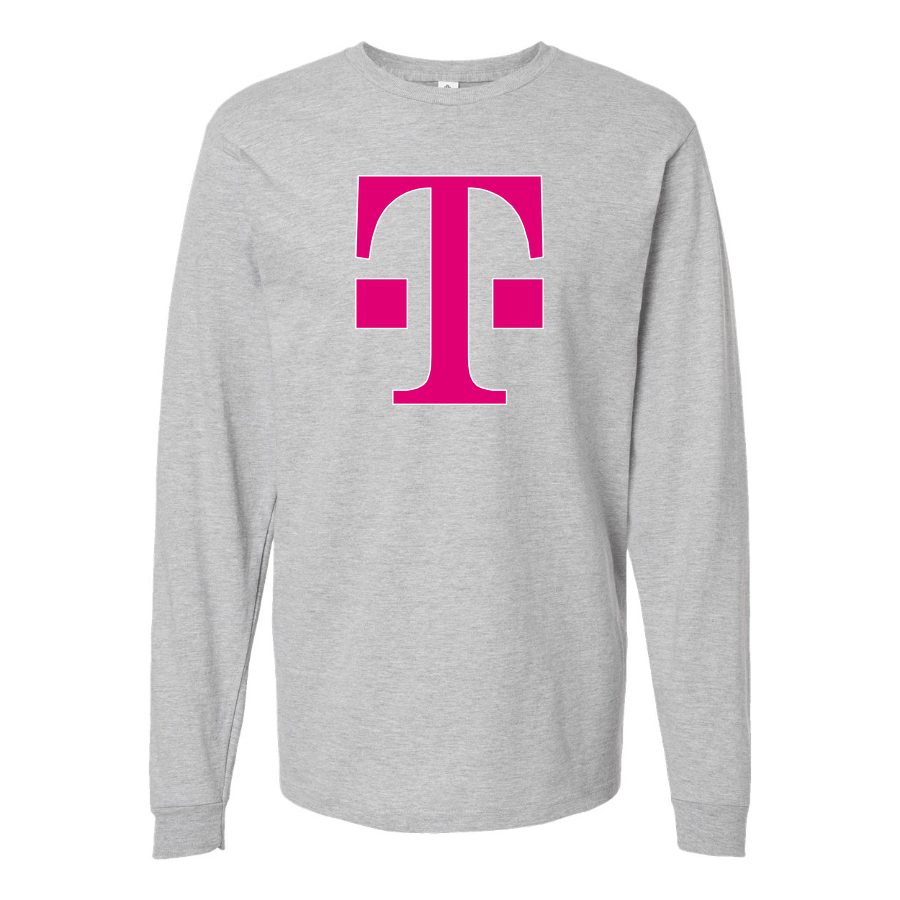 Men's T-Mobile-Logo-PNG-HD Long sleeves Cotton Blend T-Shirt - Gray