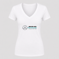 Women's Mercedes AMG Petronas Formula One Team V Neck T-Shirt in white