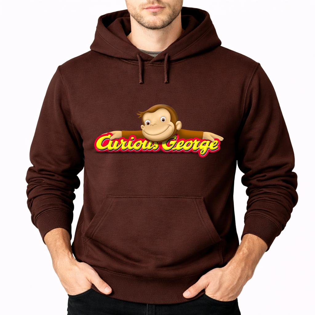 Men's Curious George Pullover Hoodie - Brown