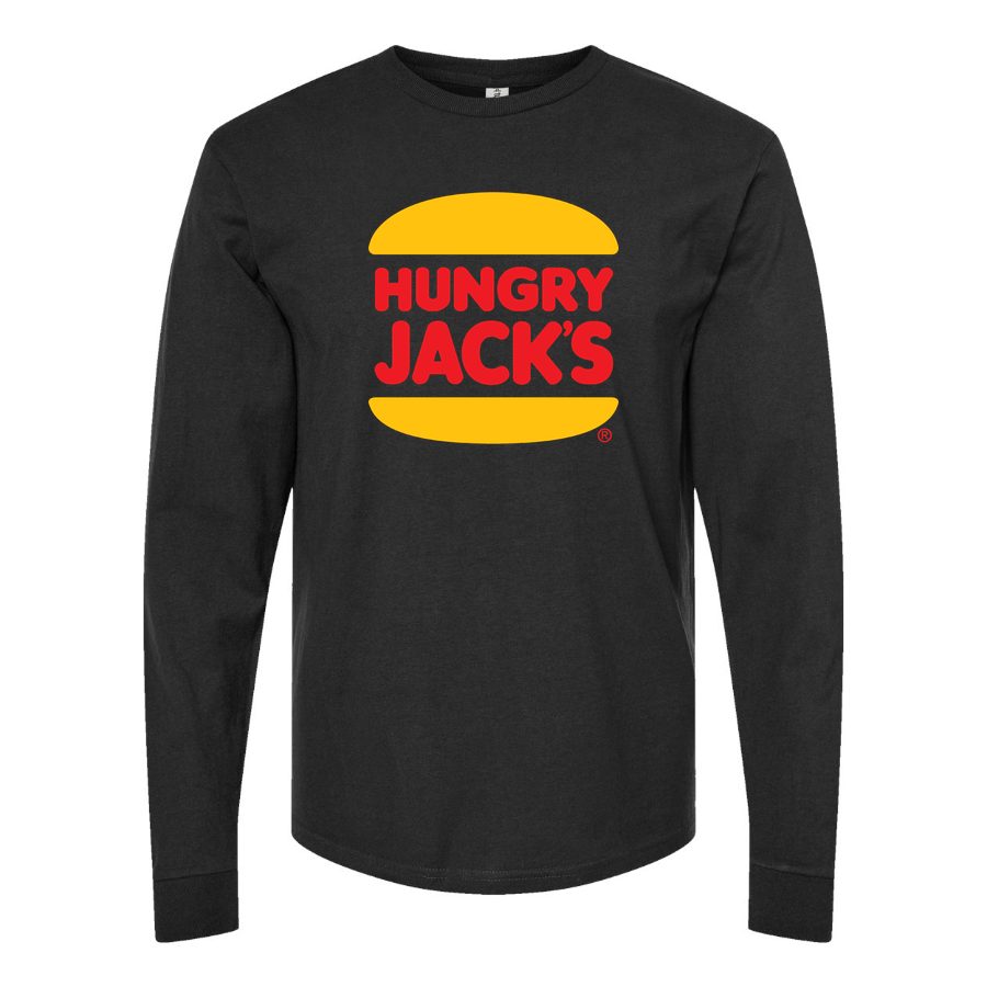 Men's Logo-Hungry-Jacks-1536x864 Long sleeves Cotton Blend T-Shirt - Black
