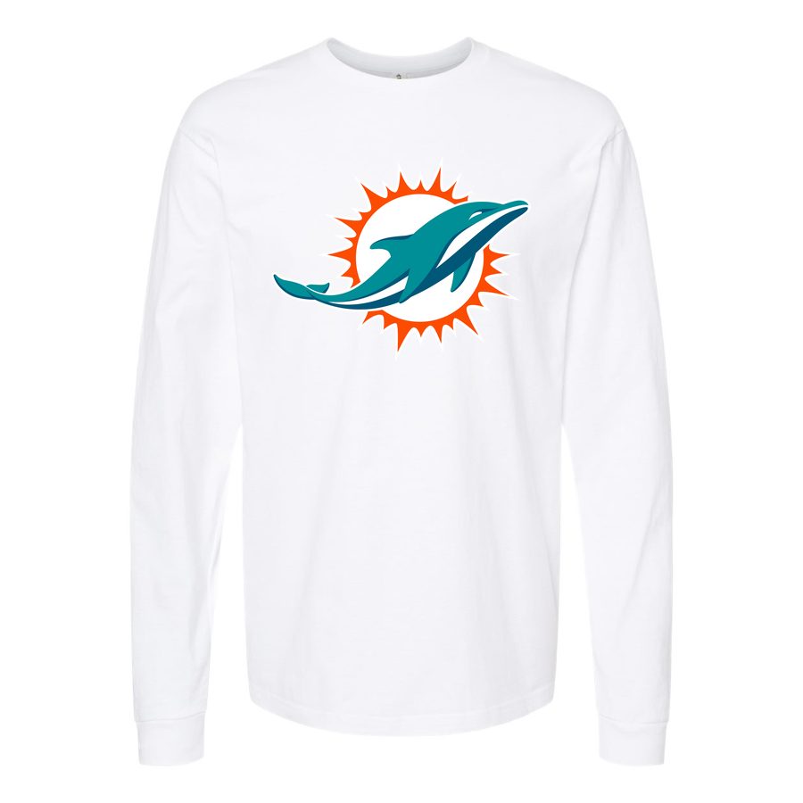 Men's Miami Dolphins Long sleeves Cotton Blend T-Shirt - White
