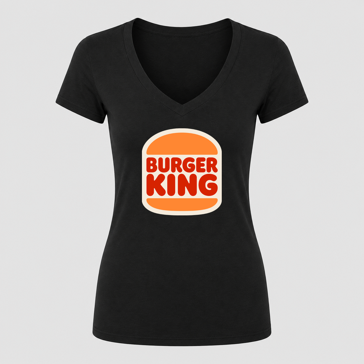 Women's Burger King V Neck T-Shirt in black