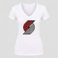Women's Portland Trail Blazers V Neck T-Shirt in white