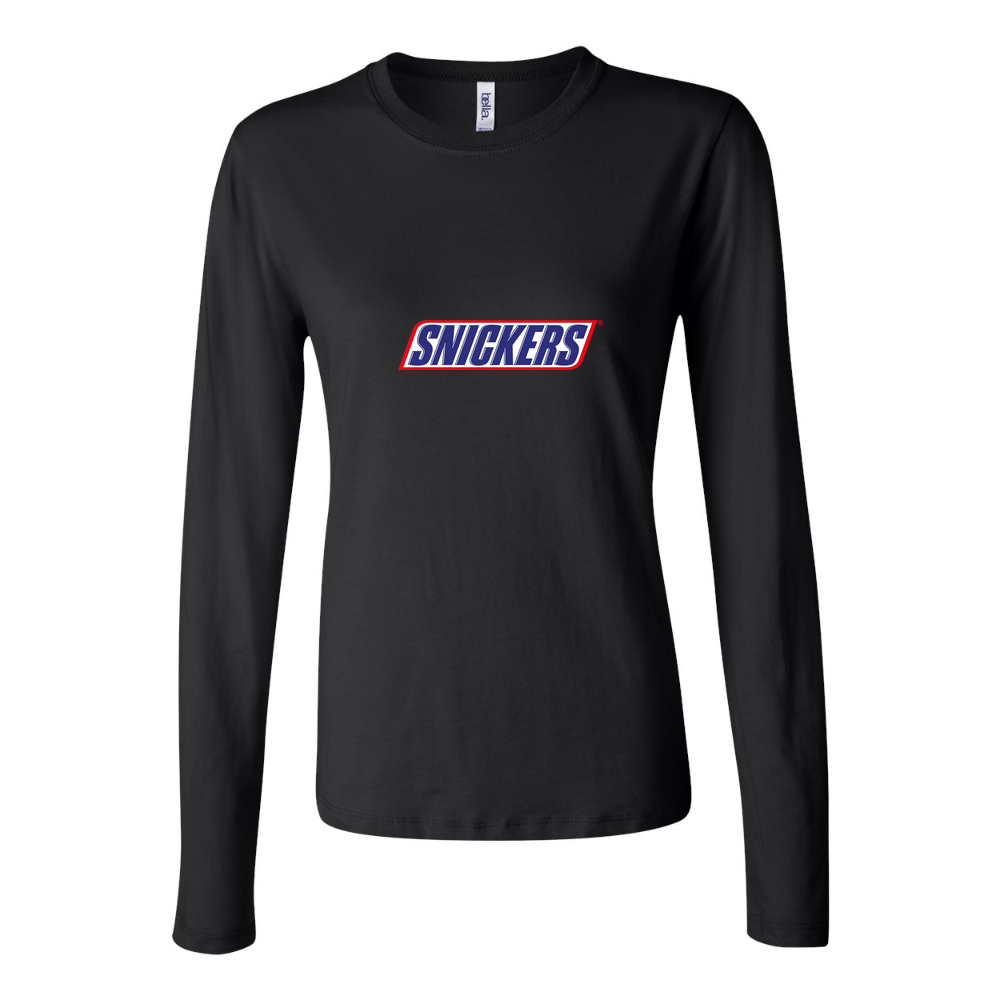 Women's Snickers Logo food 1536x864 Long Sleeve T-Shirt - Black