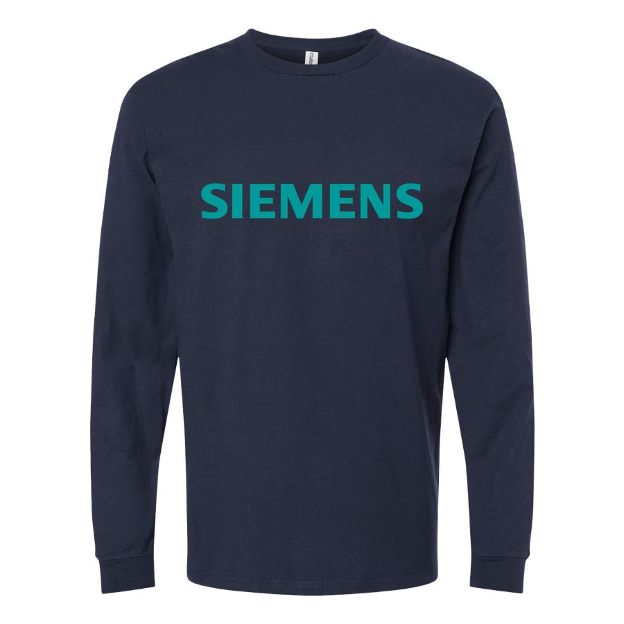 Men's Siemens-logo-500x281-min Long sleeves Cotton Blend T-Shirt - Navy