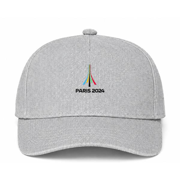 Olympics Paris 2024 Black Logo Gray Dad Baseball Cap Hat