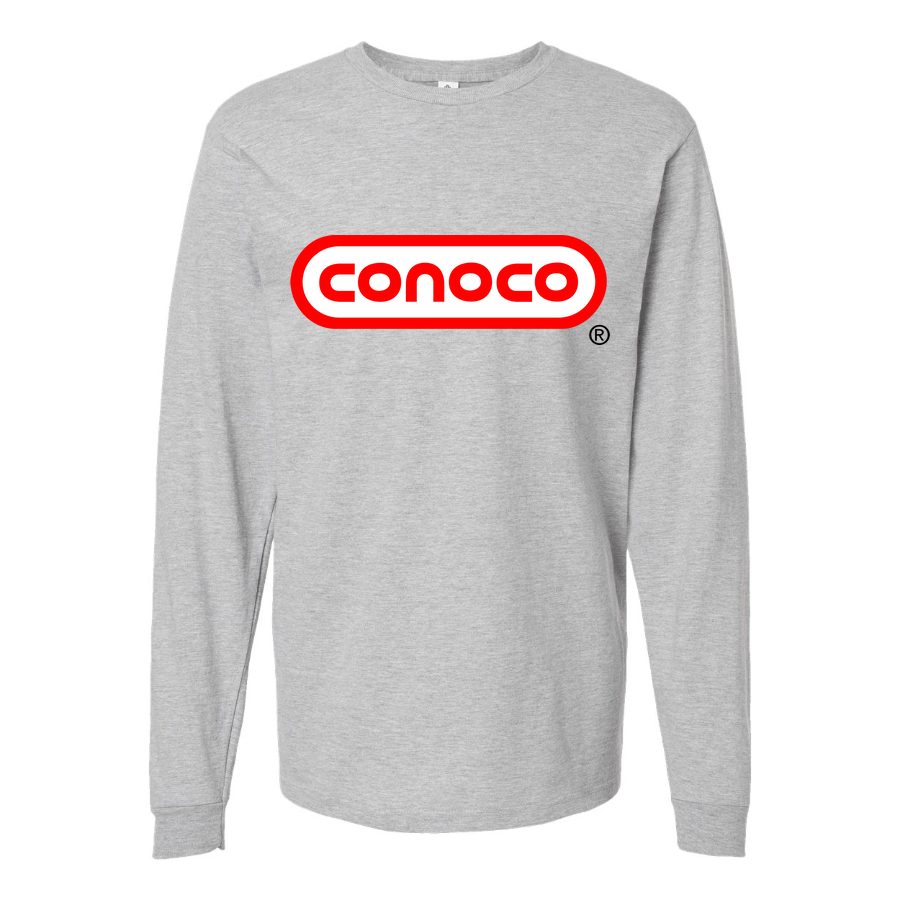 Men's Conoco-Logo Long sleeves Cotton Blend T-Shirt - Gray