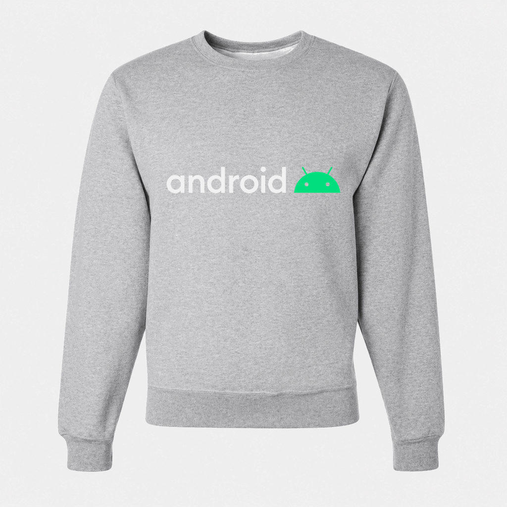 Men's Android White Logo Crewneck Sweatshirt - Gray